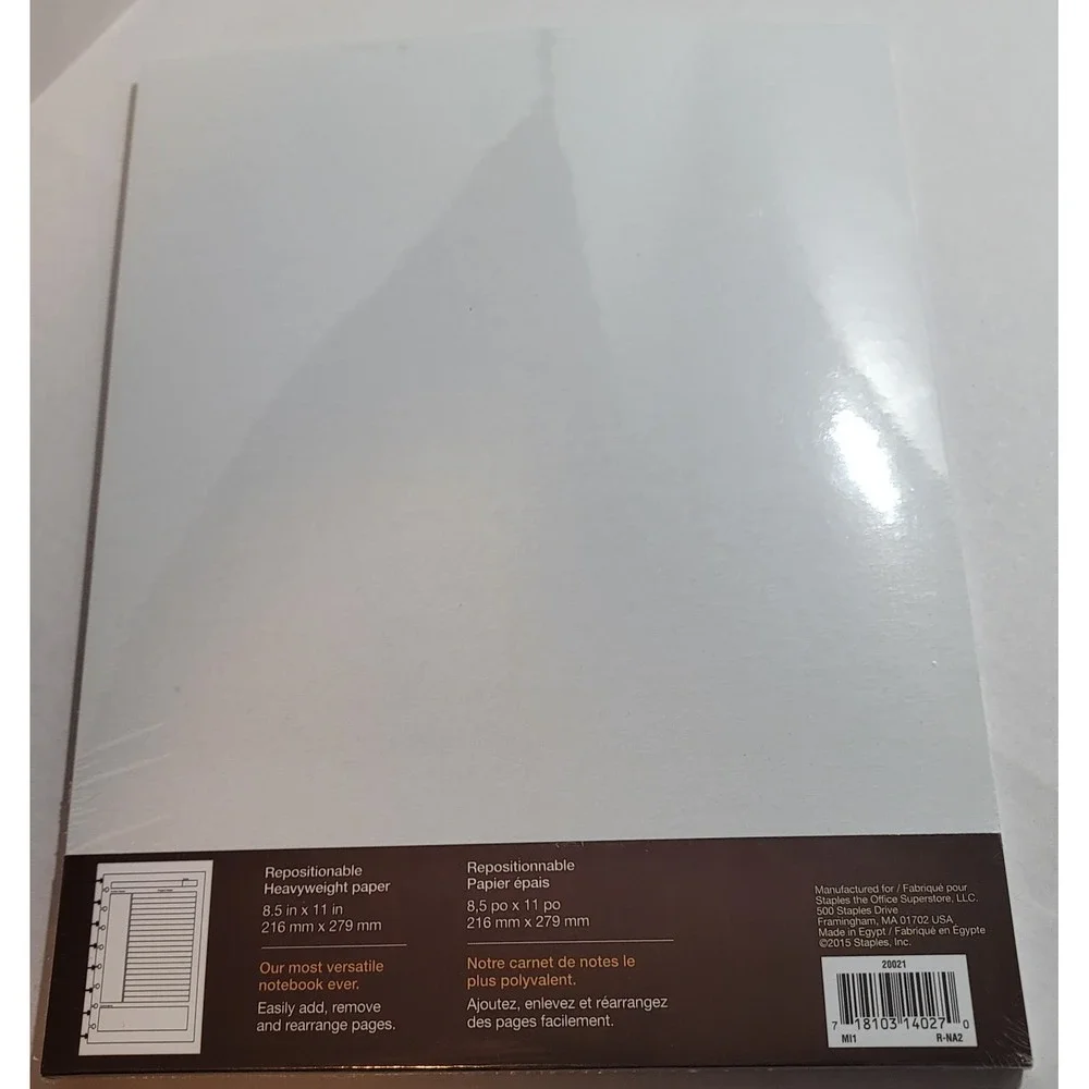 Staples ARC Project Planner Refill Paper 50 Sheets 8.5x11 #19992 Heavy Weight‎
